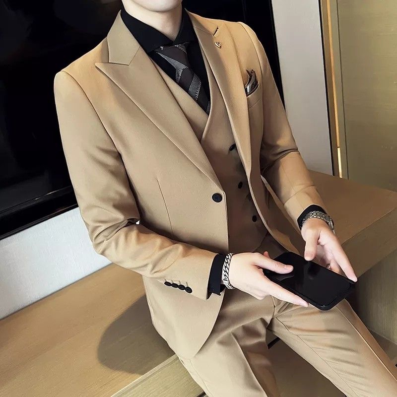 Man Linen Light Brown 3 Piece Suit-wedding Suit for Groom &  Groomsmen-bespoke Suit-men's Brown Suits-dinner, Prom, Party Wear Suit -  Etsy