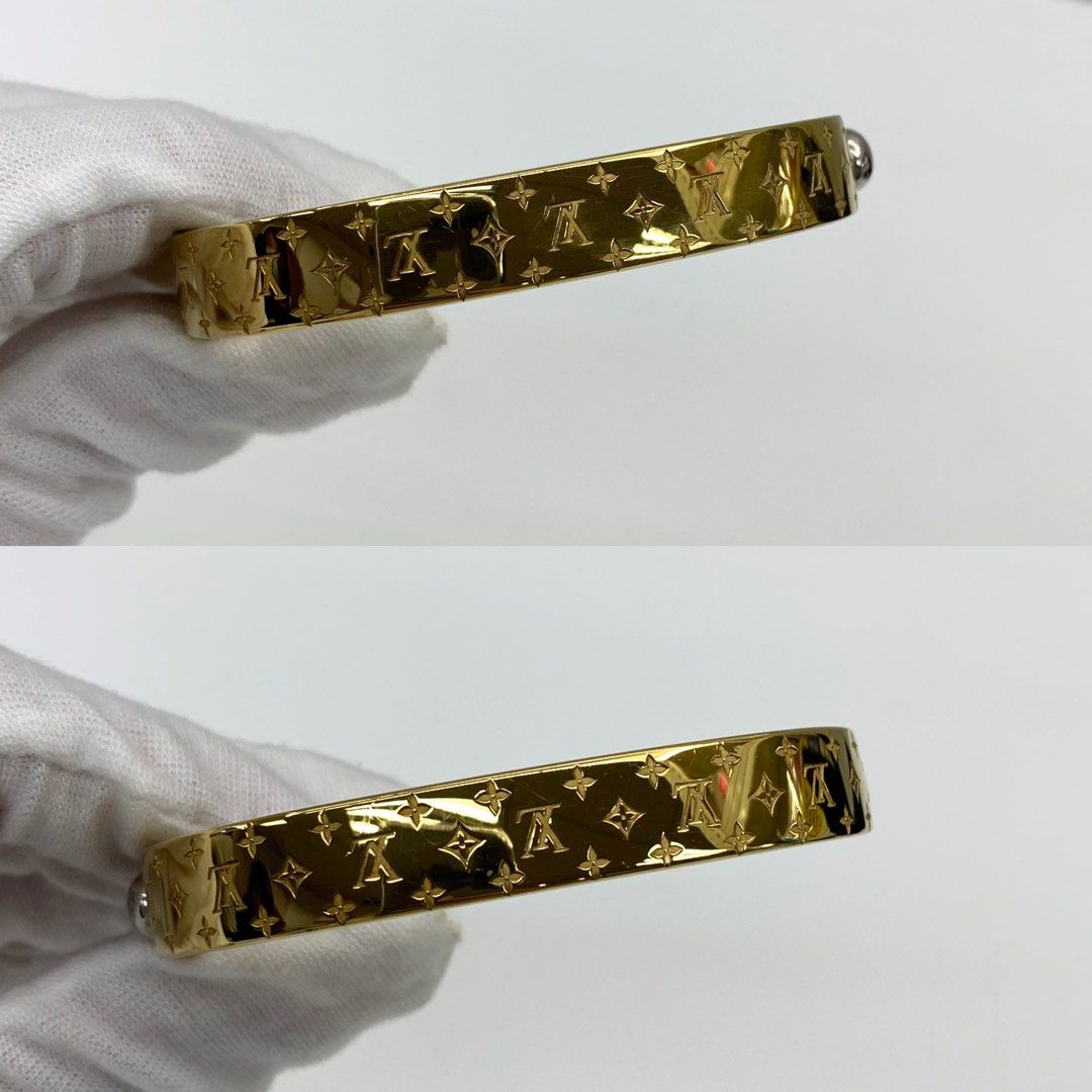 LOUIS VUITTON Cuff Nanogram Bracelet Metal Gold M00251 Good w/Dust