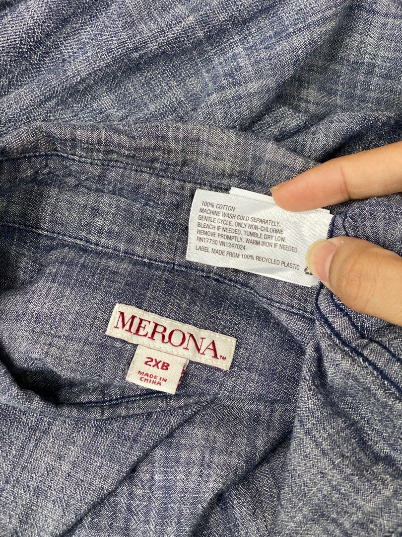 Merona 2 Tone Long Sleeve Shirt Men s Fashion Tops Sets