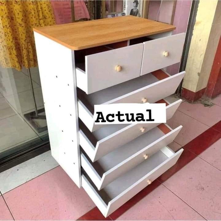 Minimalist 5 layers Wooden Drawers (Category: Shelves, Cabinets & Racks) located in Manila. Submitted by tindahanniatelizcehl (Listing ID 1216059845, Image 3). Description: SIZE: 60x34x90cm Disassemble 2 colors available Material-Medium fiber density board.