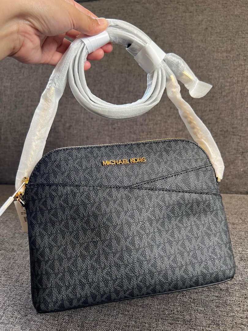 MK Medium Dome Xcross Crossbody Mono black, Women's Fashion, Bags