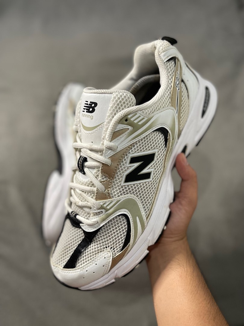 New Balance 530 White Light Gold Metallic, Men's Fashion, Footwear