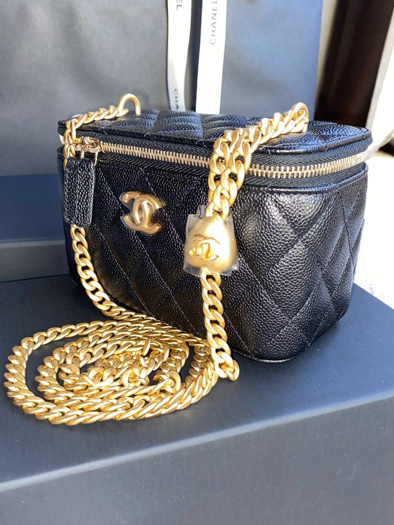 Chanel Sweetheart Crush Mini Rectangular Flap Bag Black Caviar Antique Gold  Hardware