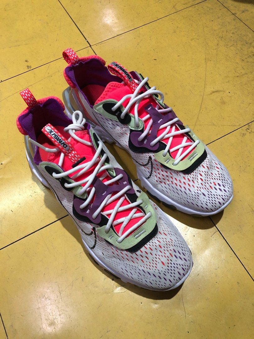 Nike React Vision ‘Barely Volt Pink’(28 cm) (Category: Sneakers) located in Baguio. Submitted by master_of_brands (Listing ID 1216170847, Image 2). Description: Authentic Nike React Vision ‘Barely Volt Pink’ Size 10 US/28 cm/44 Europe Slightly used Thick outsole No box No issue In excellent condition .