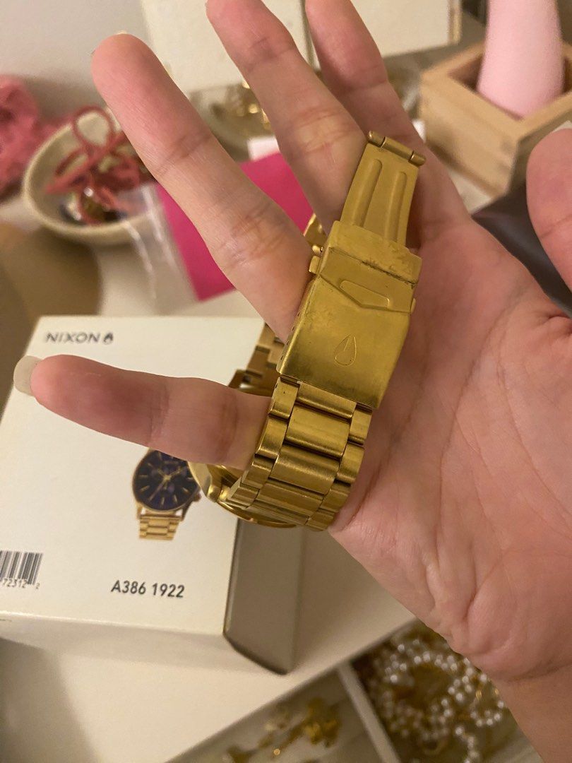 Nixon sentry Chrono Gold blue sunray Luxury Watches on Carousell