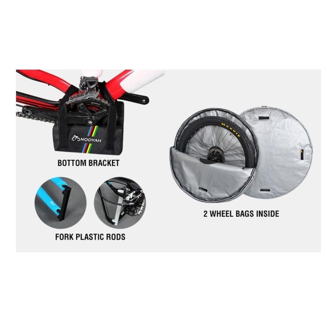 Bike Bag Nooyah Bike Travel Case With Wheels, Sports Equipment