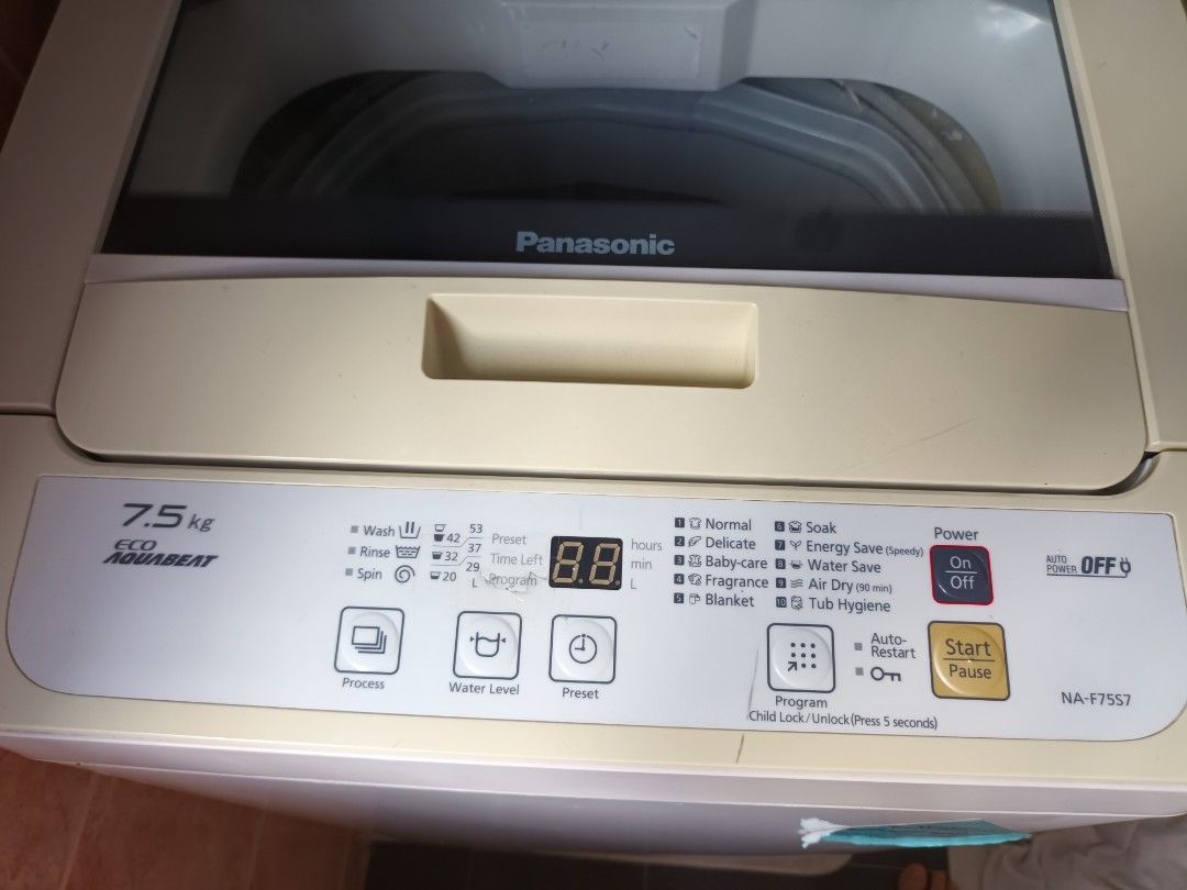 Panasonic Eco Aquabeat Top Load washing machine NAF75S7 (7.5kg), TV