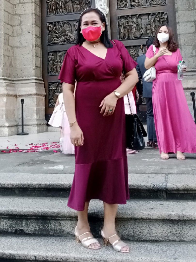 Burgundy long store plus size dress