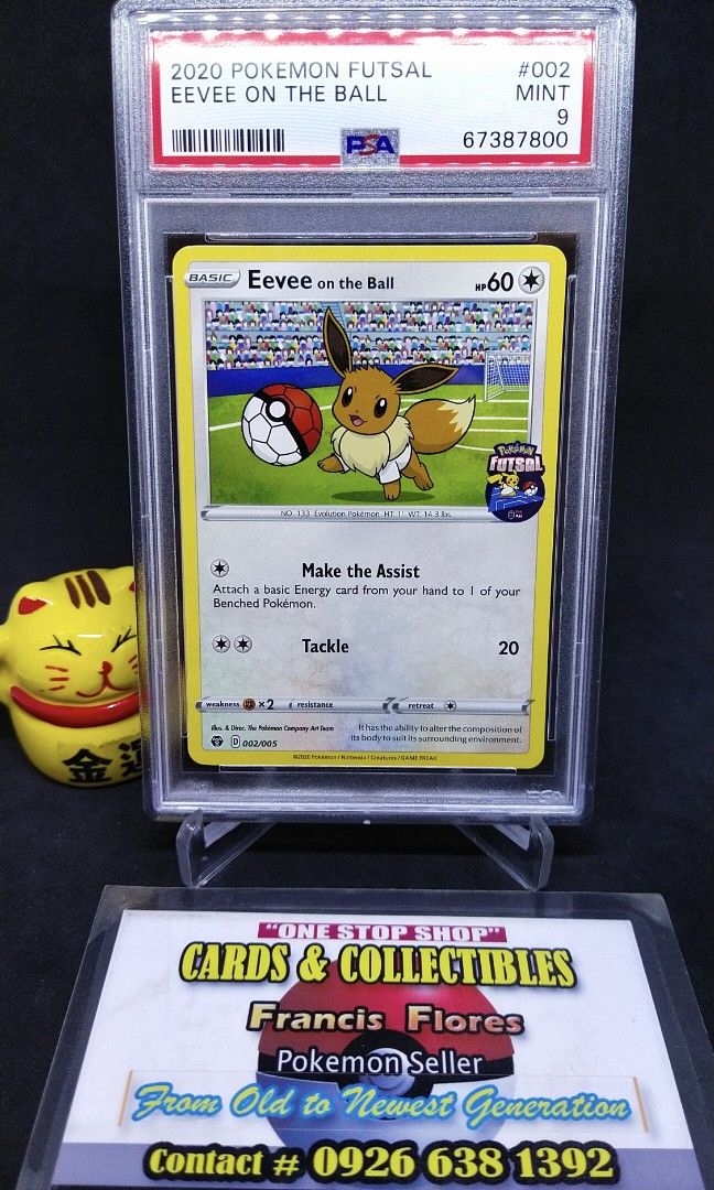 signed leon pokemon card Eevee on the Ball - Pokemon Futsal - 002 - PSA 9 main image 1
