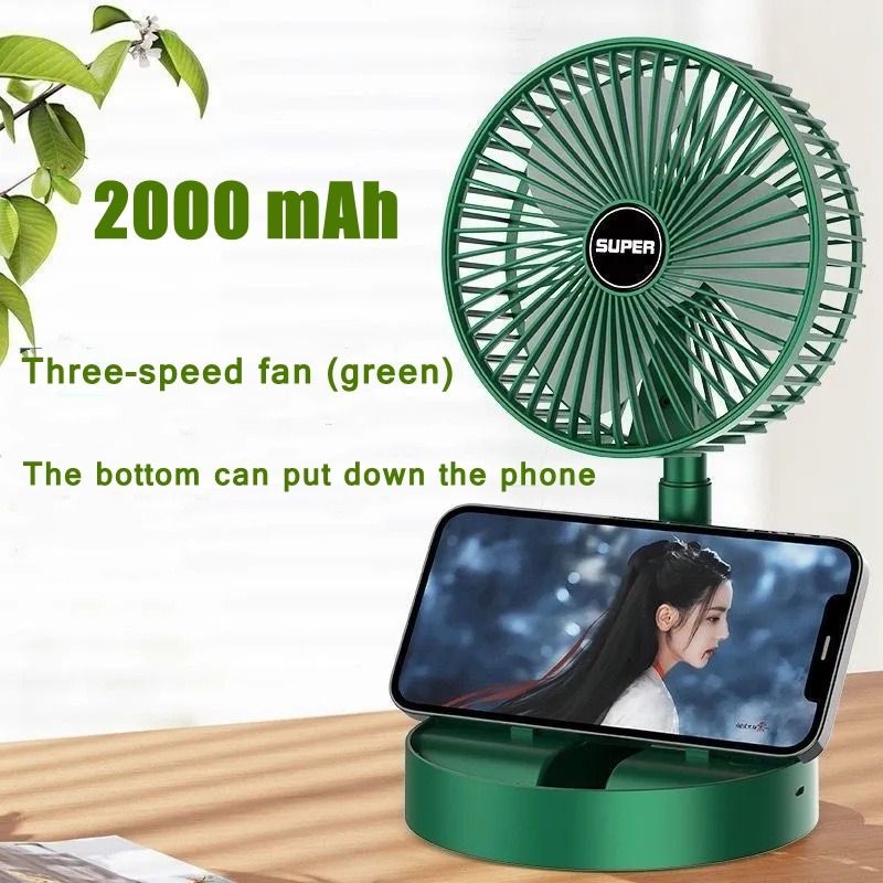 Portable Table Fan 2000mAh USB Charging AdjustableTelescopic Fan