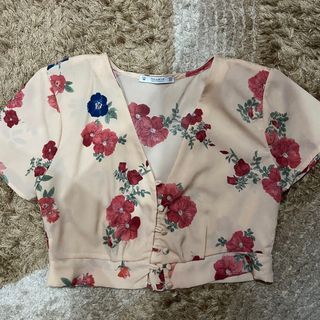 Pull&Bear Beach Cover Up Cropped Floral Blouse