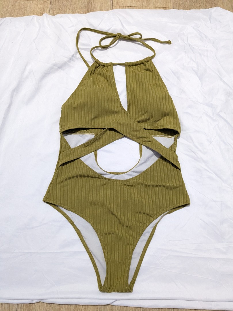 ribbed cutout bikini