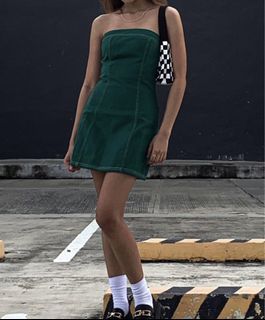 Riley Hubatka x Peppermayo - Weekend Uniform Drill Tube Dress - Military Green