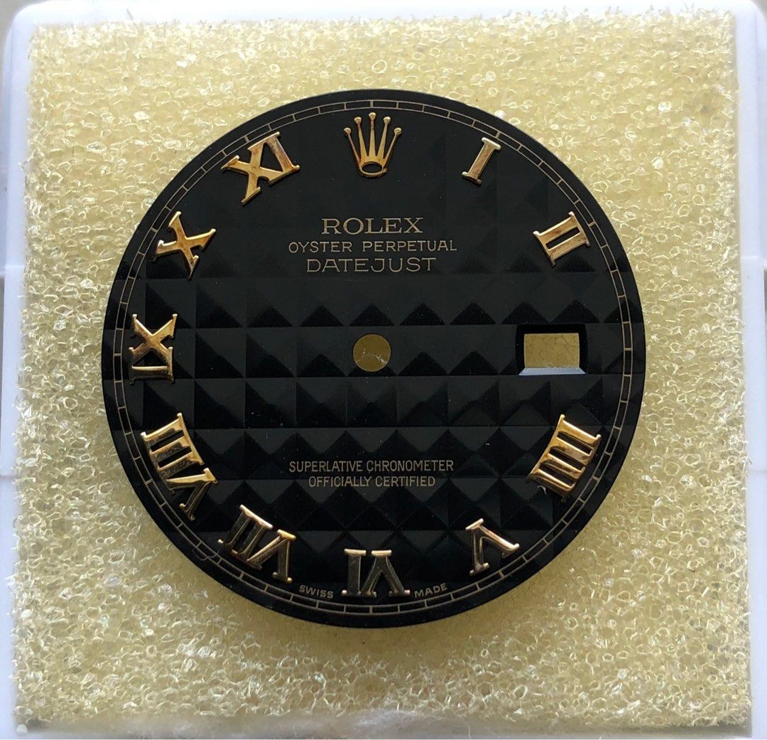 Rolex Datejust 36mm Black Pyramid Gold Roman Numeral Dial for