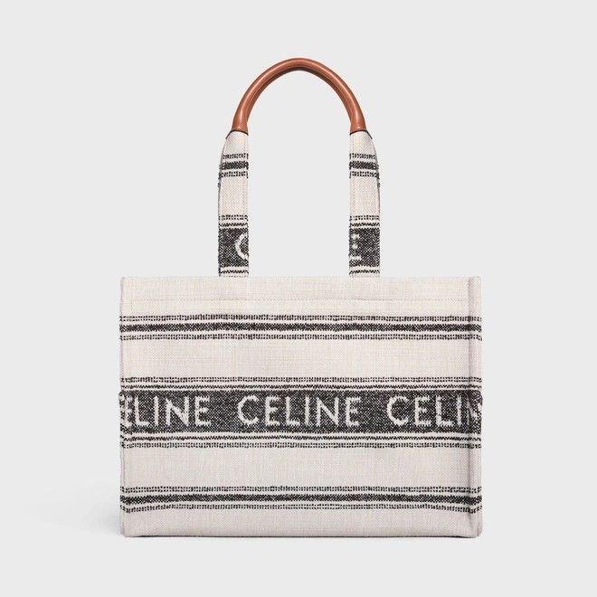 Celine Large Cabas Thais In Striped Textile in Blue
