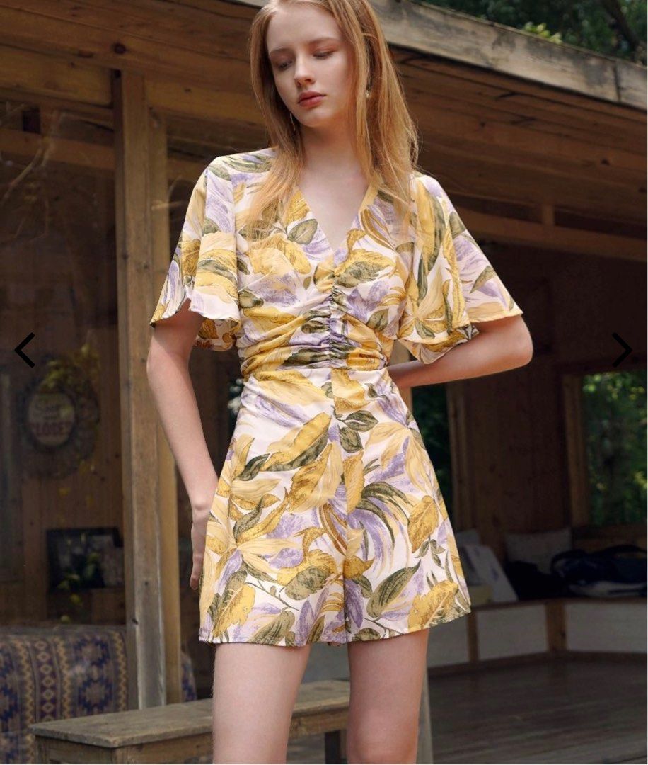 Saturday Club Ruched Front Printed Romper, Women