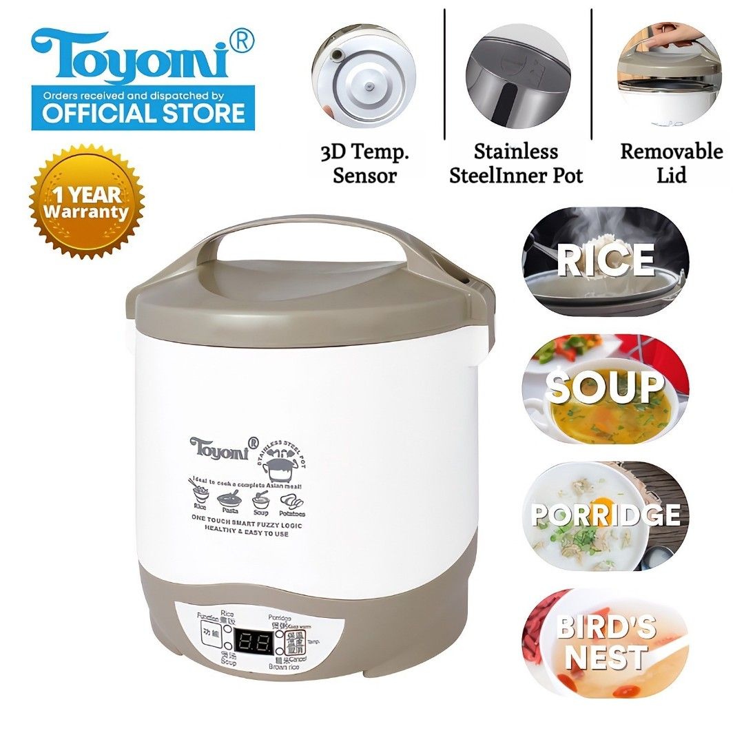 TOYOMI 1L SmartDiet Rice Cooker with Stainless Steel & Low Carb