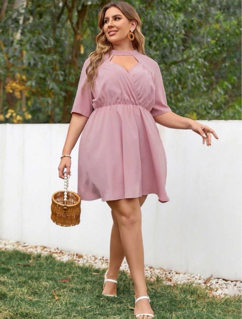 shein pink cut out dress SHEIN SXY Cut Out Waist Bodycon Dress