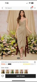 Shein Khaki Beige Tan Asymmetrical Hem Dress Gown (S)