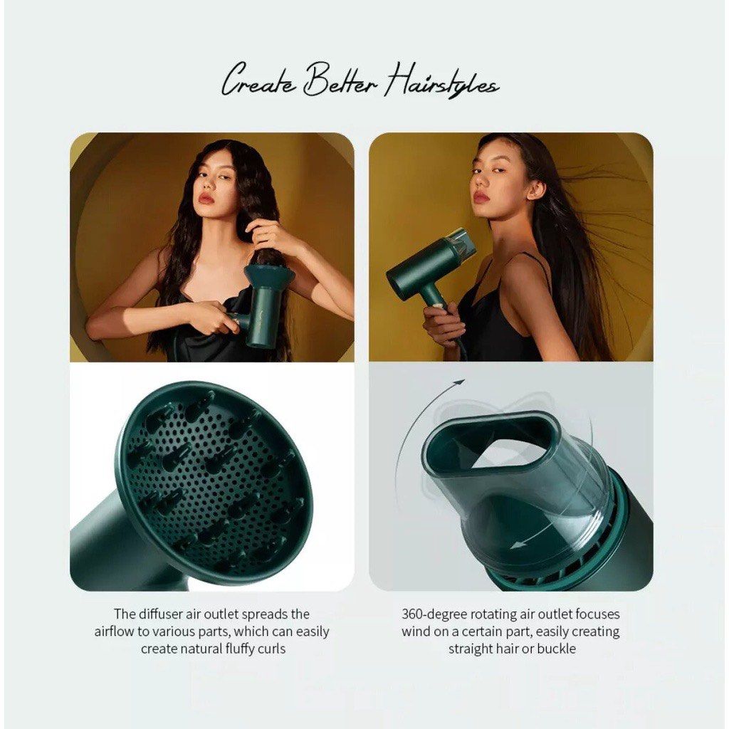 SOOCAS H5 Negative Ionic Hair Dryer (Van Gogh Green Edition), Beauty ...