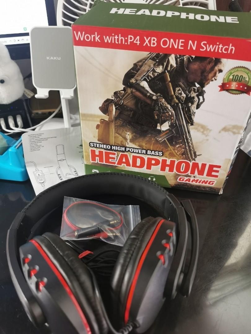 stereo high power bass headphone gaming PS4 Xbox One Nintendo Switch Stereo High Power Bass Headset