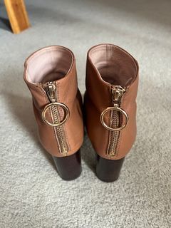Tan leather boots - size 38