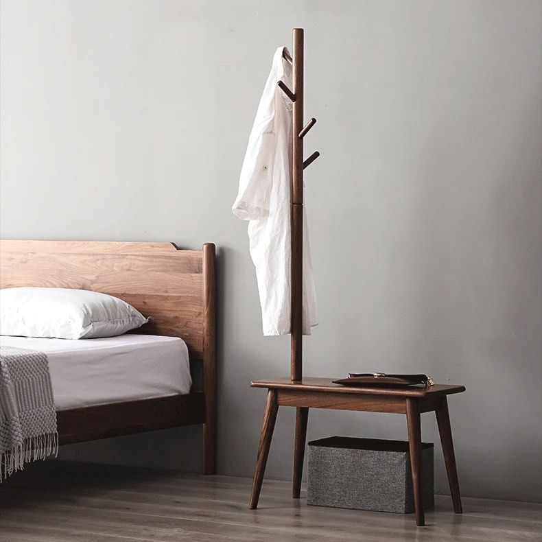 TEABE Solid Wood Coat Rack with Shoe Stool Furniture Home Living Furniture Shelves Cabinets Racks on Carousell