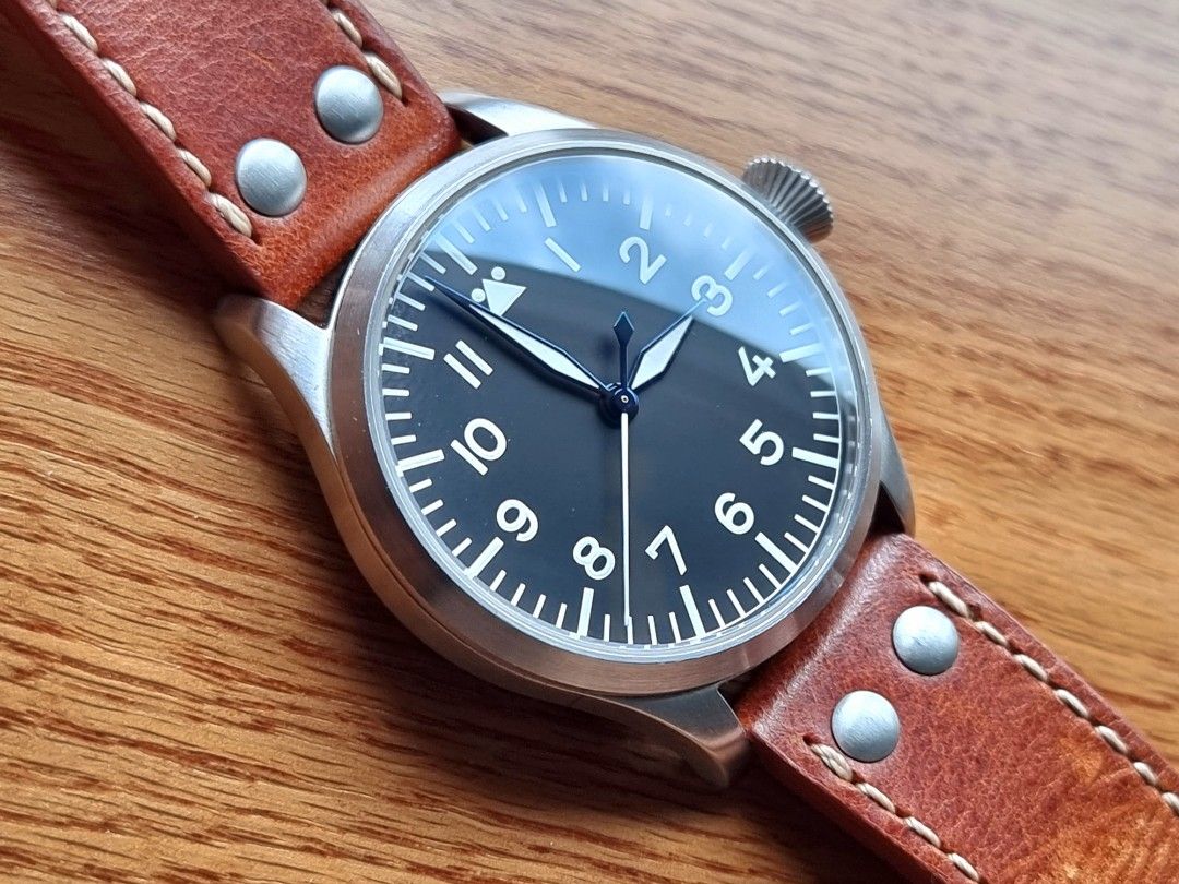 Tisell Type-A Flieger Pilot Watch with Geckota Leather Strap