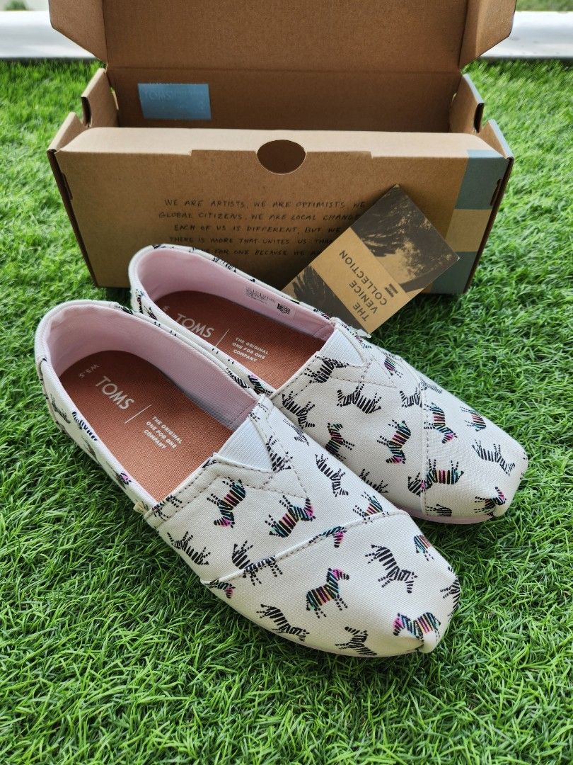 Toms Venice collection zebra print with lilac sole Women s