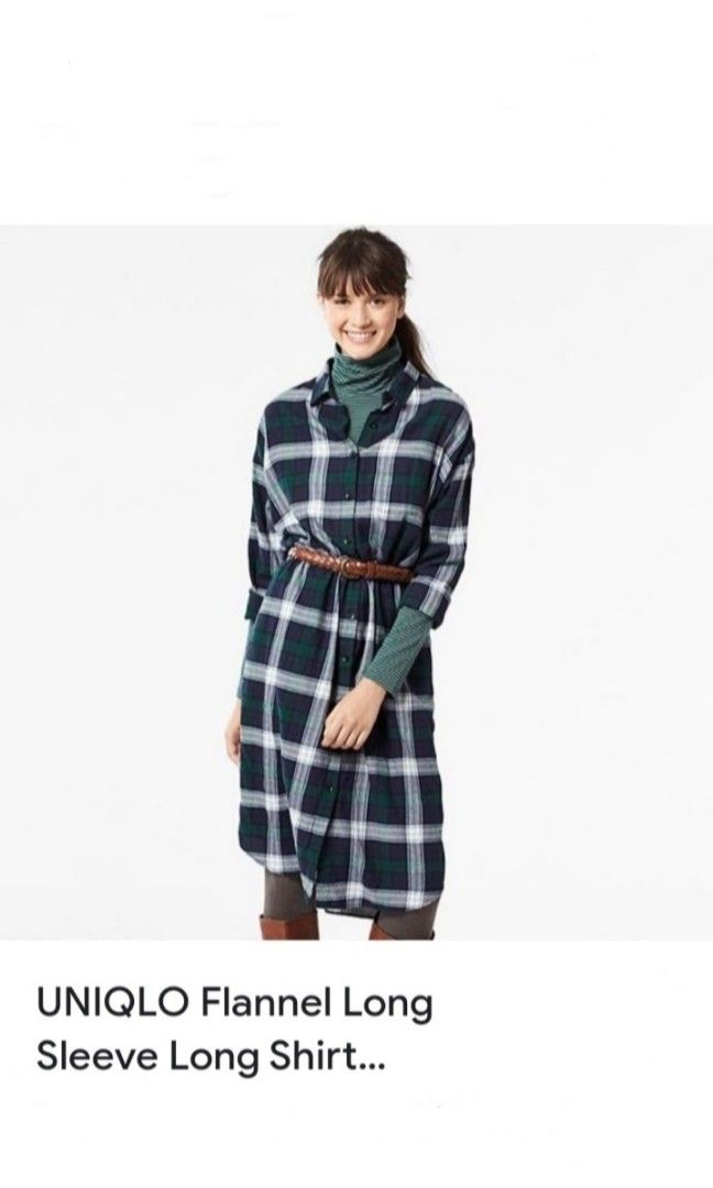 Uniqlo Flannel Long Sleeve Shirt Dress Women s Fashion Dresses