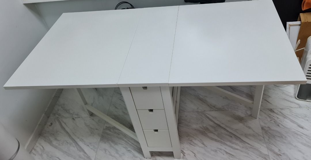 White IKEA Norden Folding Dining Table, Furniture & Home Living ...