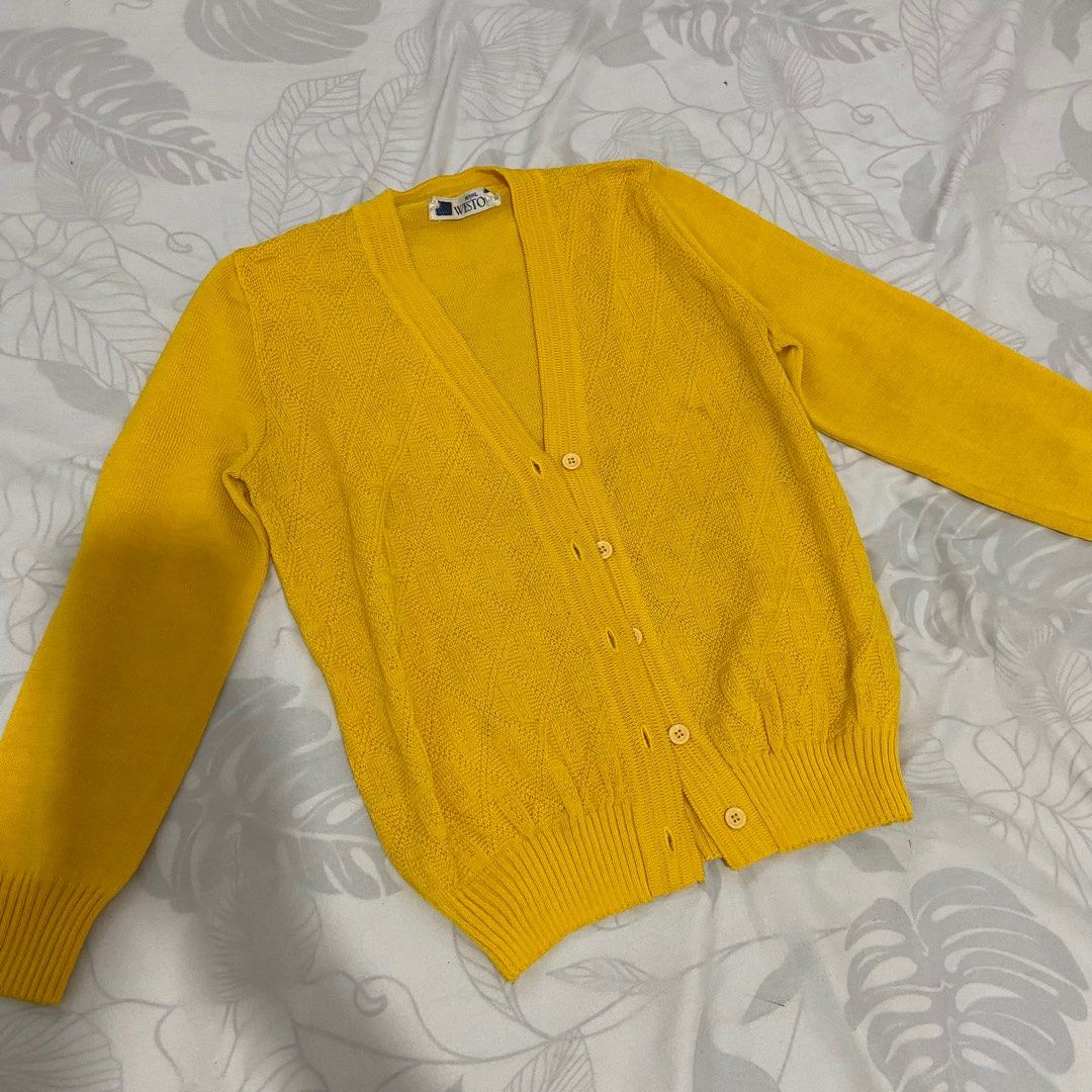 Yellow cardigan (Category: Coats, Jackets and Outerwear) located in Legazpi City. Submitted by cb0903 (Listing ID 1216139324, Image 2). Description: Fits small to med Meet up: SM Legazpi If ship: LBC COP (P95) Rfs: moving to canada in June.