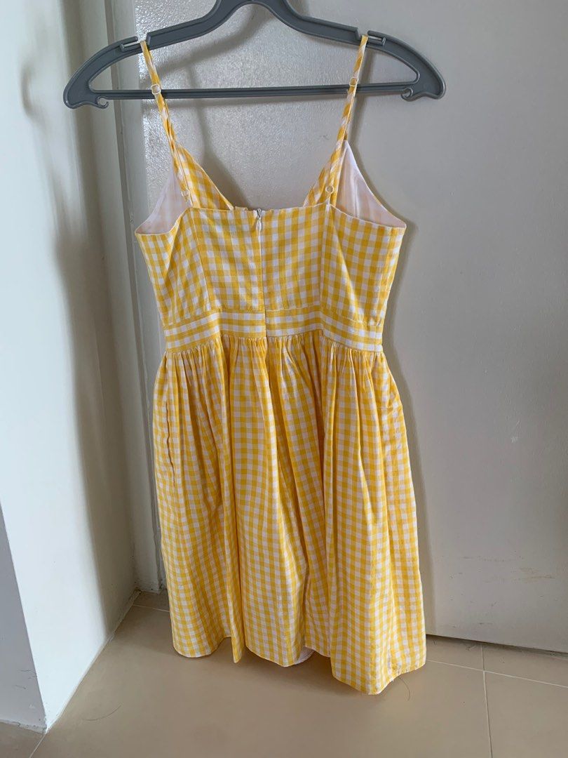Gingham dress yellow on sale