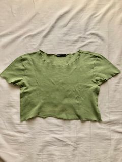 Zara Blouse Crop Top (Sage Green)