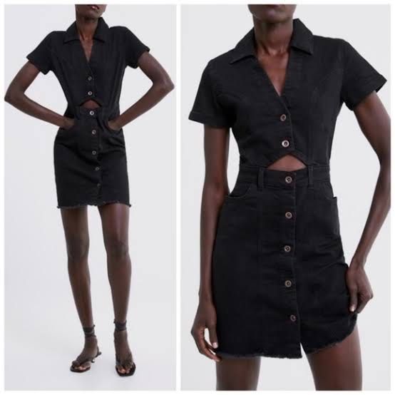 Zara denim black dress, Women's Fashion, Dresses & Sets, Dresses on