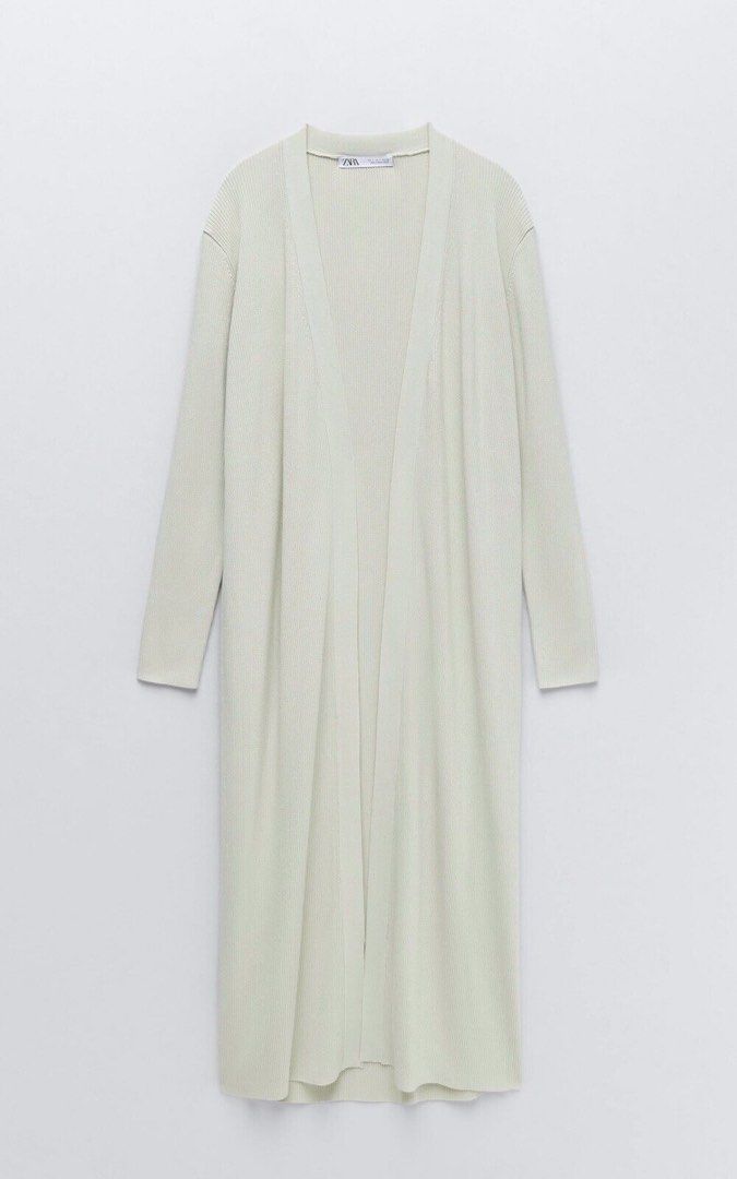 Zara pastel green knit maxi cardigan