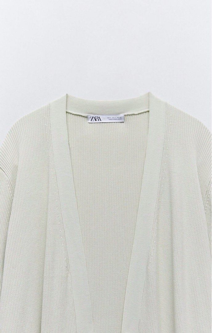 Zara pastel green knit maxi cardigan