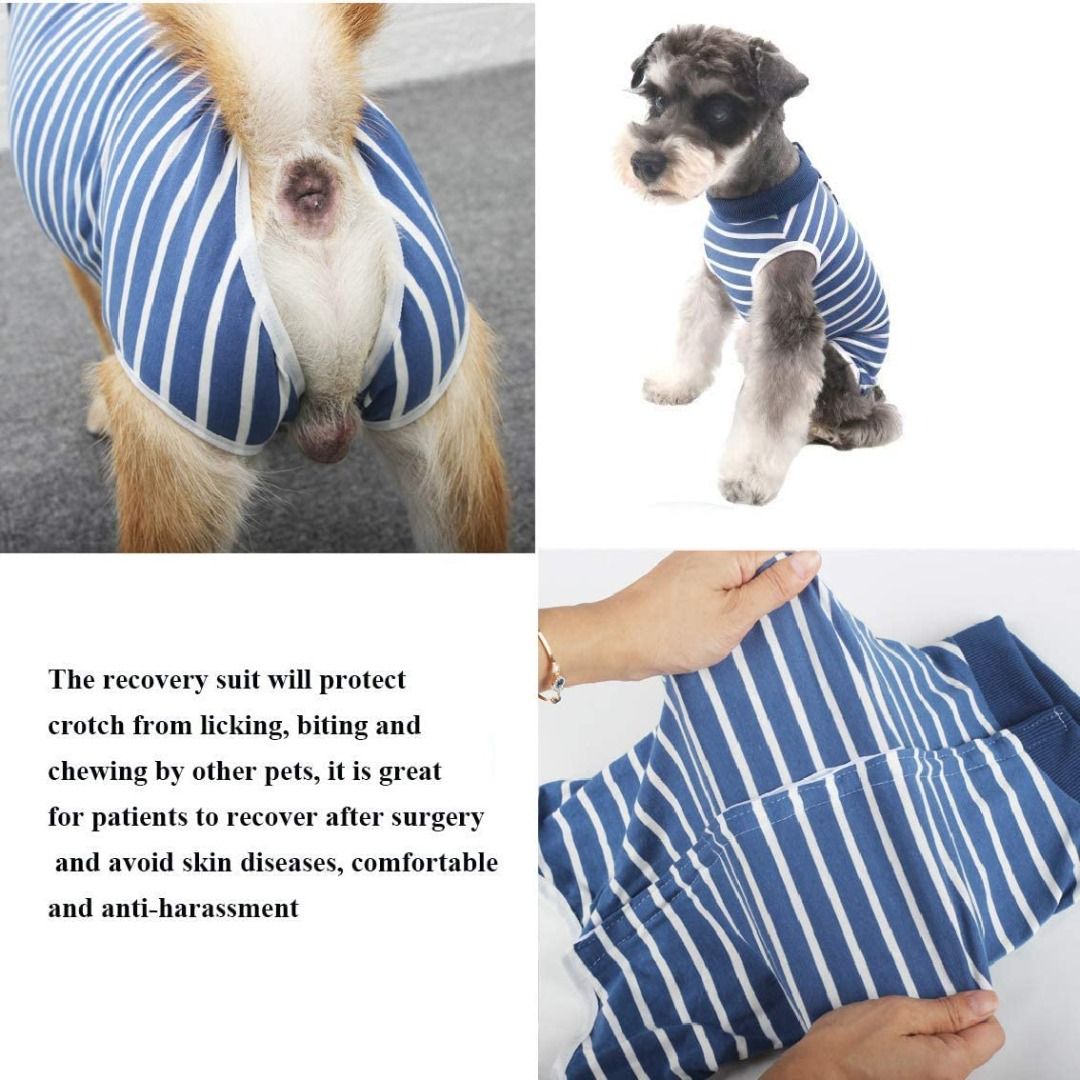 2203 Kismaple Dog Surgery Recovery Suit Abdominal Wound Protector Shirt Medium Large Dog Professional Surgical Clothes after surgery wear suit Vest E Collar Alternative L 2pcs Blue Camouflage Pet Supp...