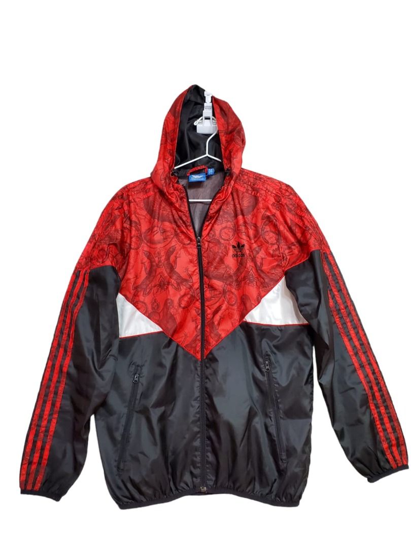 Adidas Originals Windbreaker Jacket Size M Mens Black Red Colorado Animals Colorblock