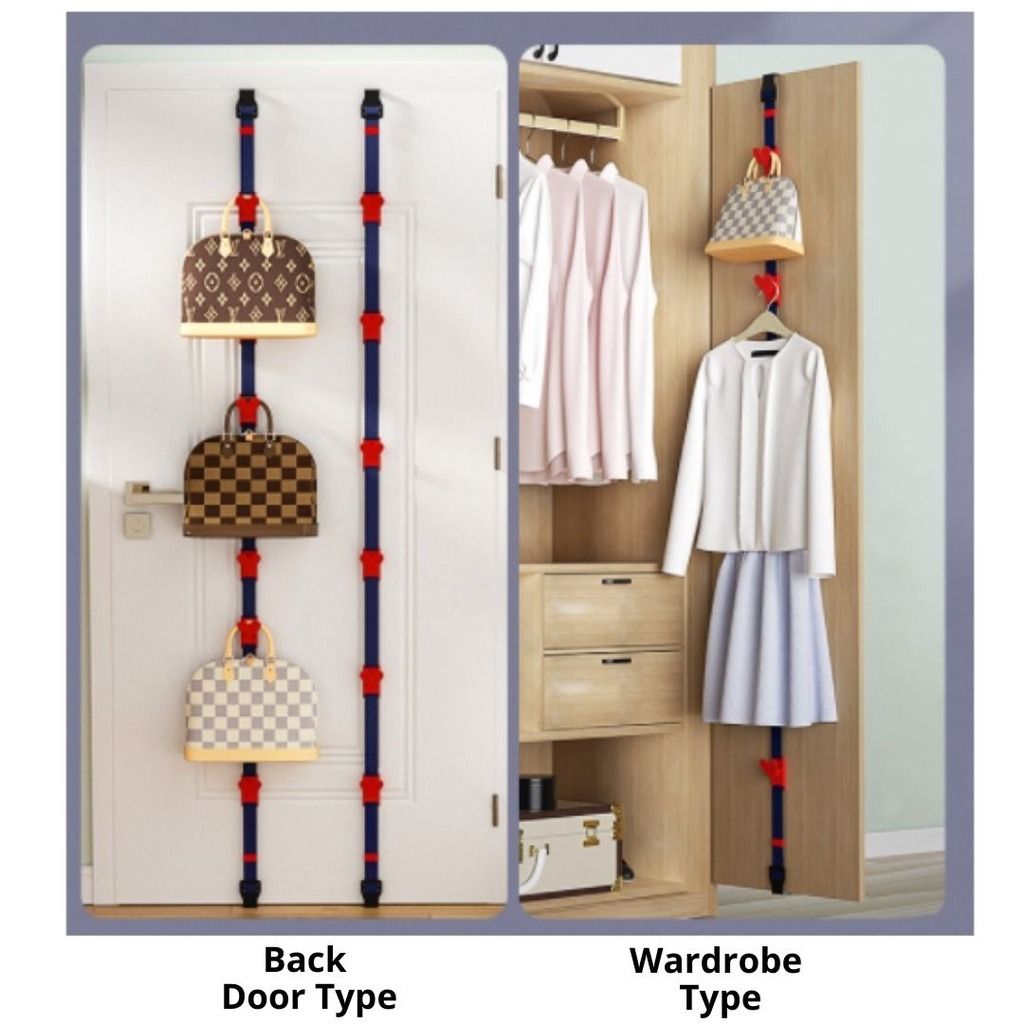 Adjustable Back Door Straps Hanger Hat Bag Coat Clothes Rack Hooks