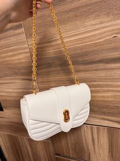 Charles and Keith :Aubrielle Panelled Crossbody Bag - White