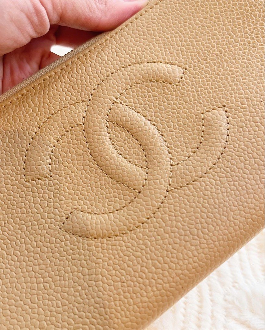 Authentic Chanel Caviar zippy wallet (Category: Luxury Bags & Wallets) located in Pasig City. Submitted by closetqueen8888 (Listing ID 1212982193, Image 2). Description: Authentic Chanel Caviar zippy wallet Color: Beige Gold hardware Hologram intact Price: 32,000.