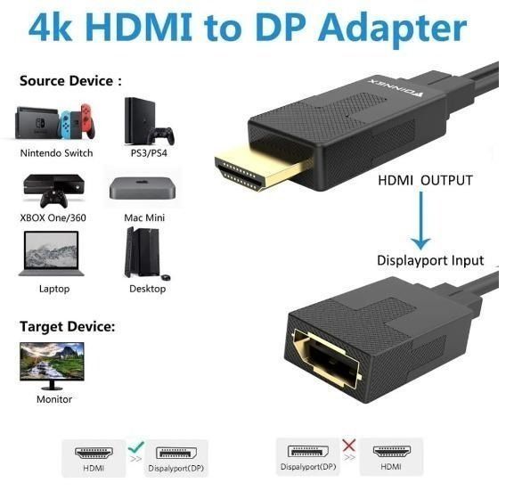 [B1143] FOINNEX HDMI Male to DP Female Converter Adapter 4K60Hz PC to