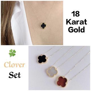 Best Seller! Valentines Gift Idea 🎁 18K Clover Centered Necklace Set (Necklace + Pendant) 💯% authentic,pawnable. Money back guarantee!
