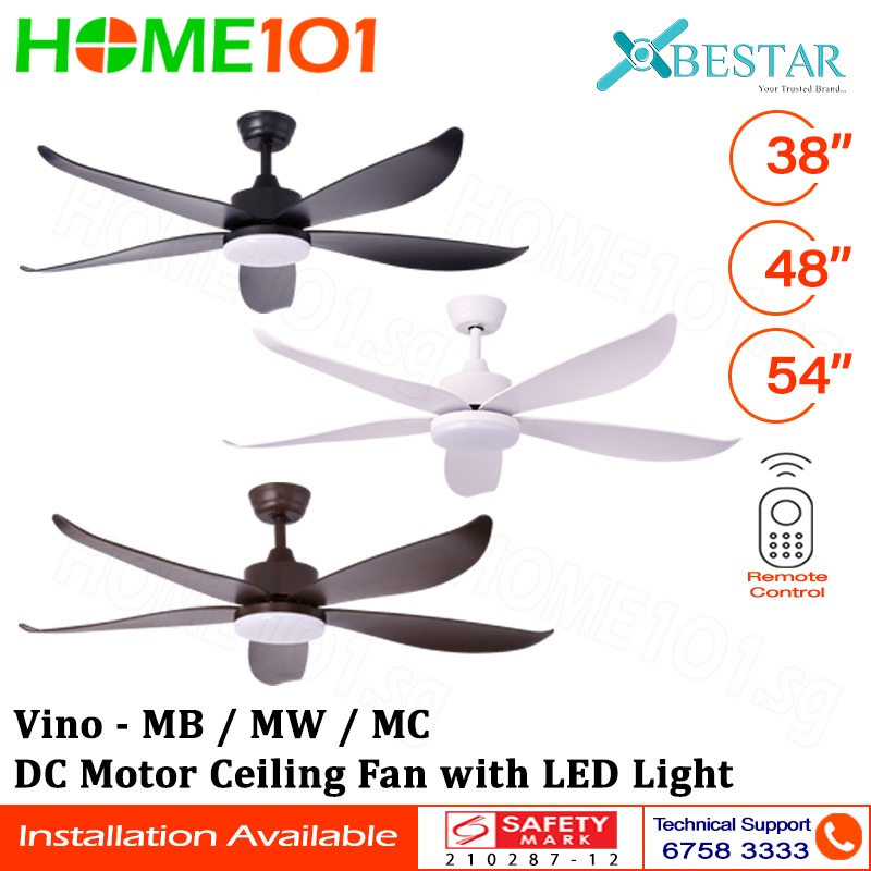 Bestar DC Motor Ceiling Fan with Remote Control & Light 38”/48”/54 ...