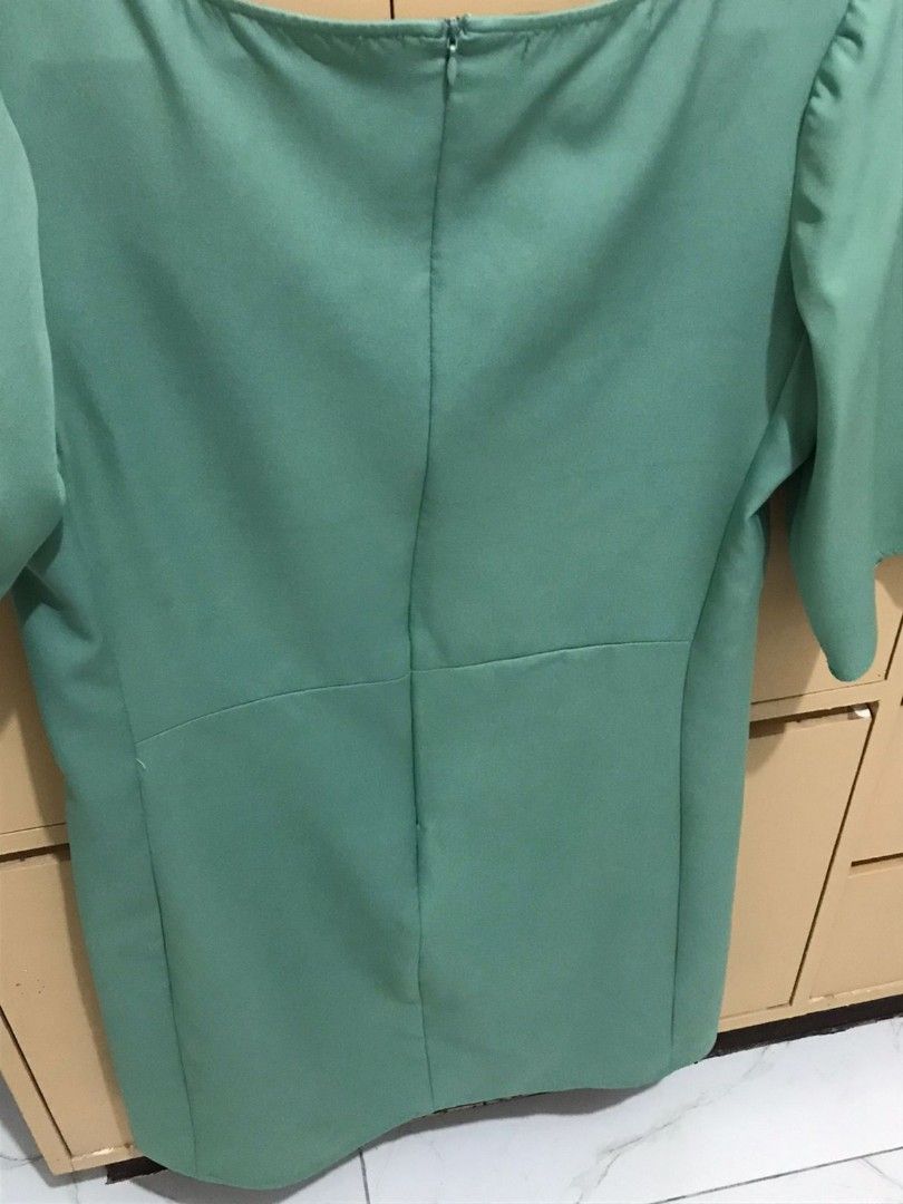 Black Velvet Sage Green Dress (SM department store), Women's Fashion