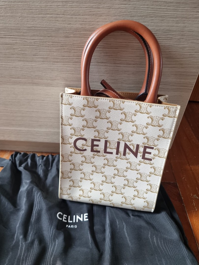 Celine Vertical Cabas Tote Triomphe Coated Canvas Mini Women s