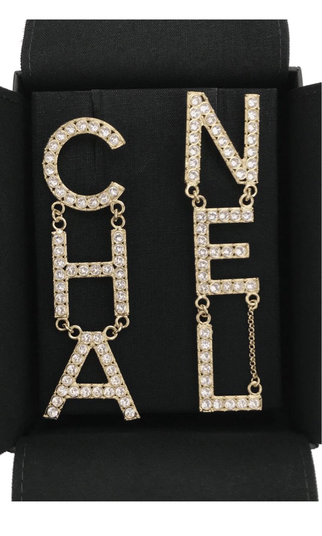 Chanel Crystal letter logo dangling earrings Jennie, Luxury