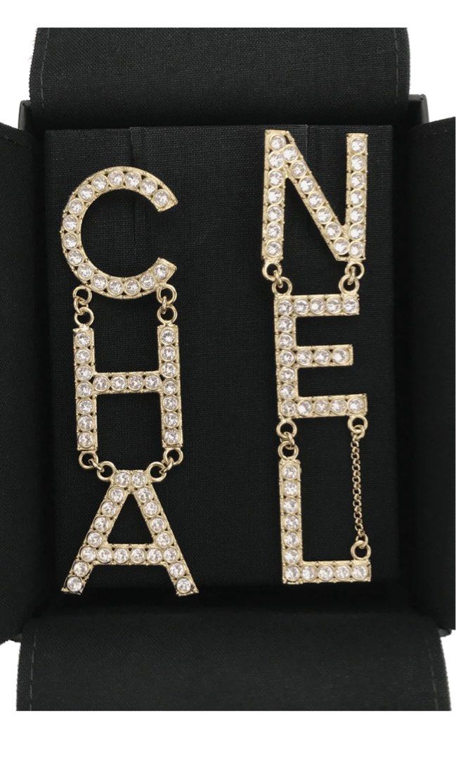Chanel Crystal letter logo dangling earrings Jennie Luxury Accessories on Carousell