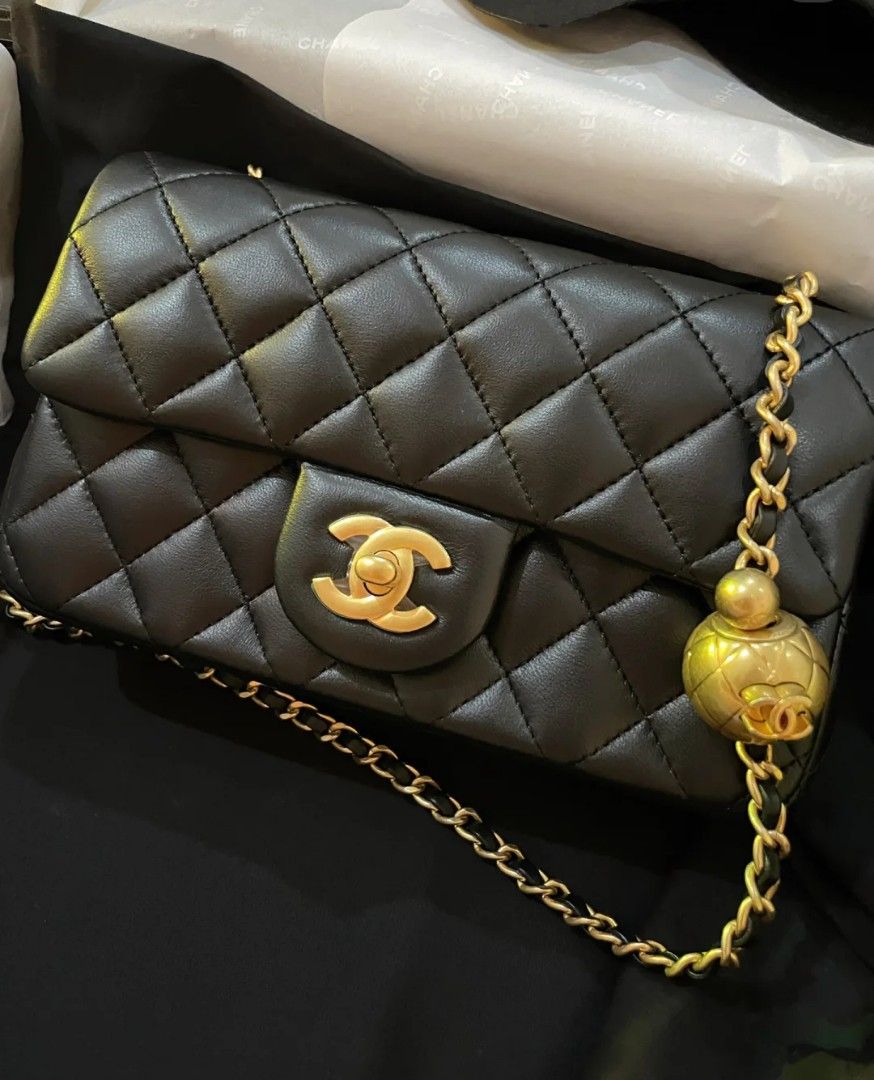 CHANEL 23C 22B Pearl Crush Classic Flap CF Mini Rectangle, Luxury, Bags &  Wallets on Carousell